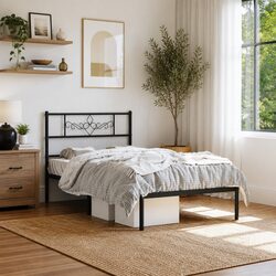 Practical Black Steel Bed Frame for Everyday Use