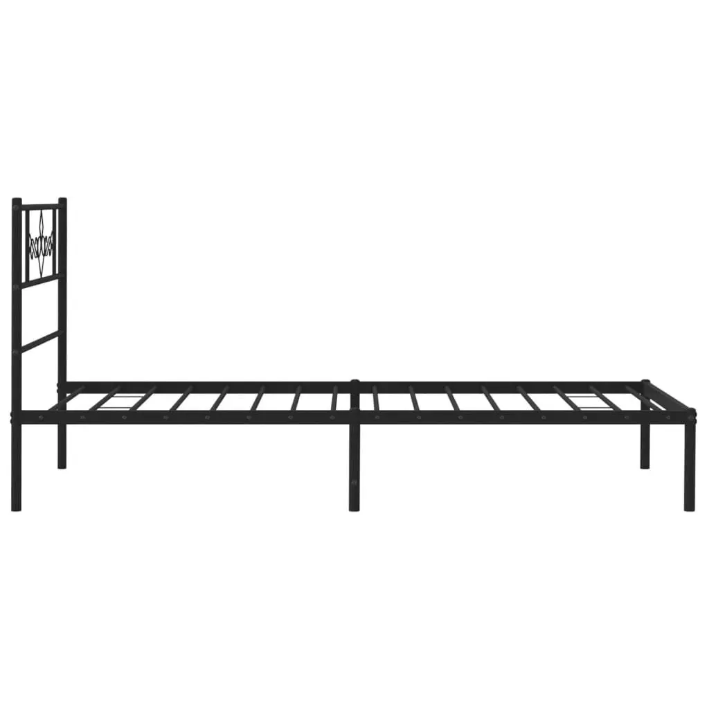 Metal Bed Frame Steel King Single 107x203cm Black Headboard