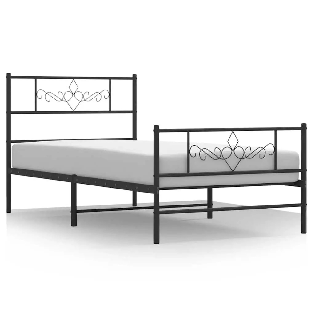 Metal Bed Frame Powder-coated Steel King Single 107x203 cm Black