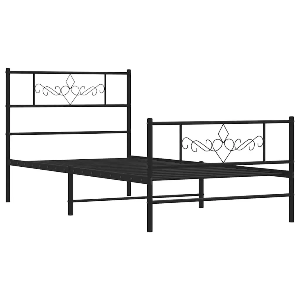 Metal Bed Frame Powder-coated Steel King Single 107x203 cm Black