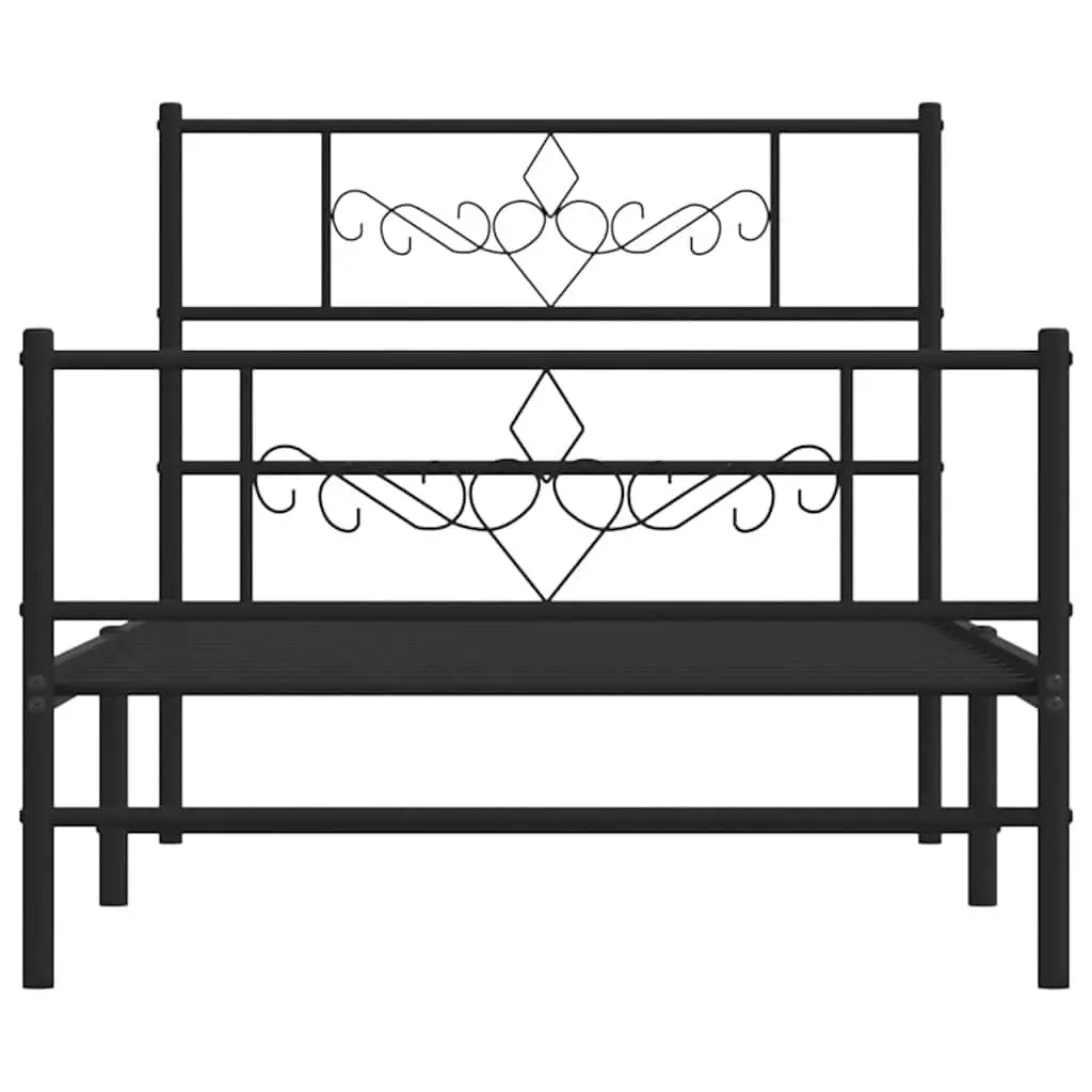 Metal Bed Frame Powder-coated Steel King Single 107x203 cm Black