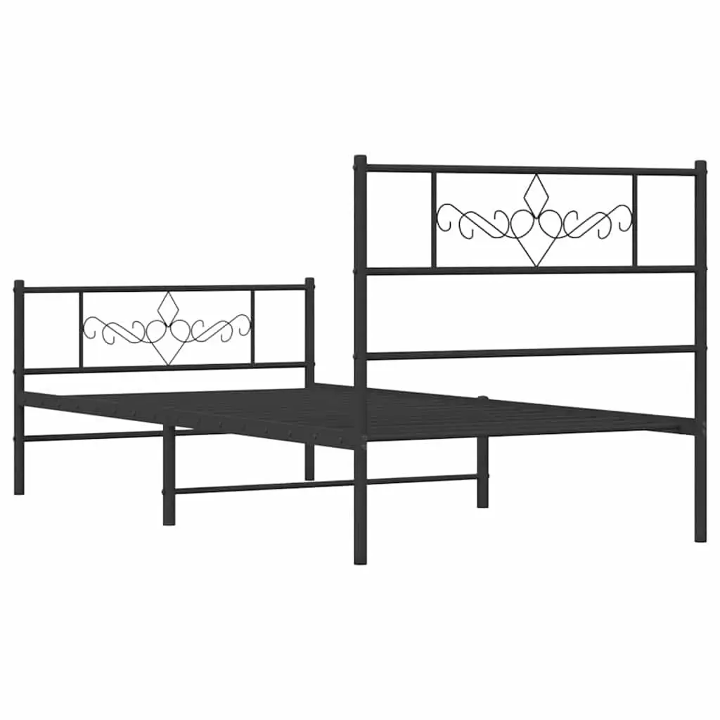 Metal Bed Frame Powder-coated Steel King Single 107x203 cm Black