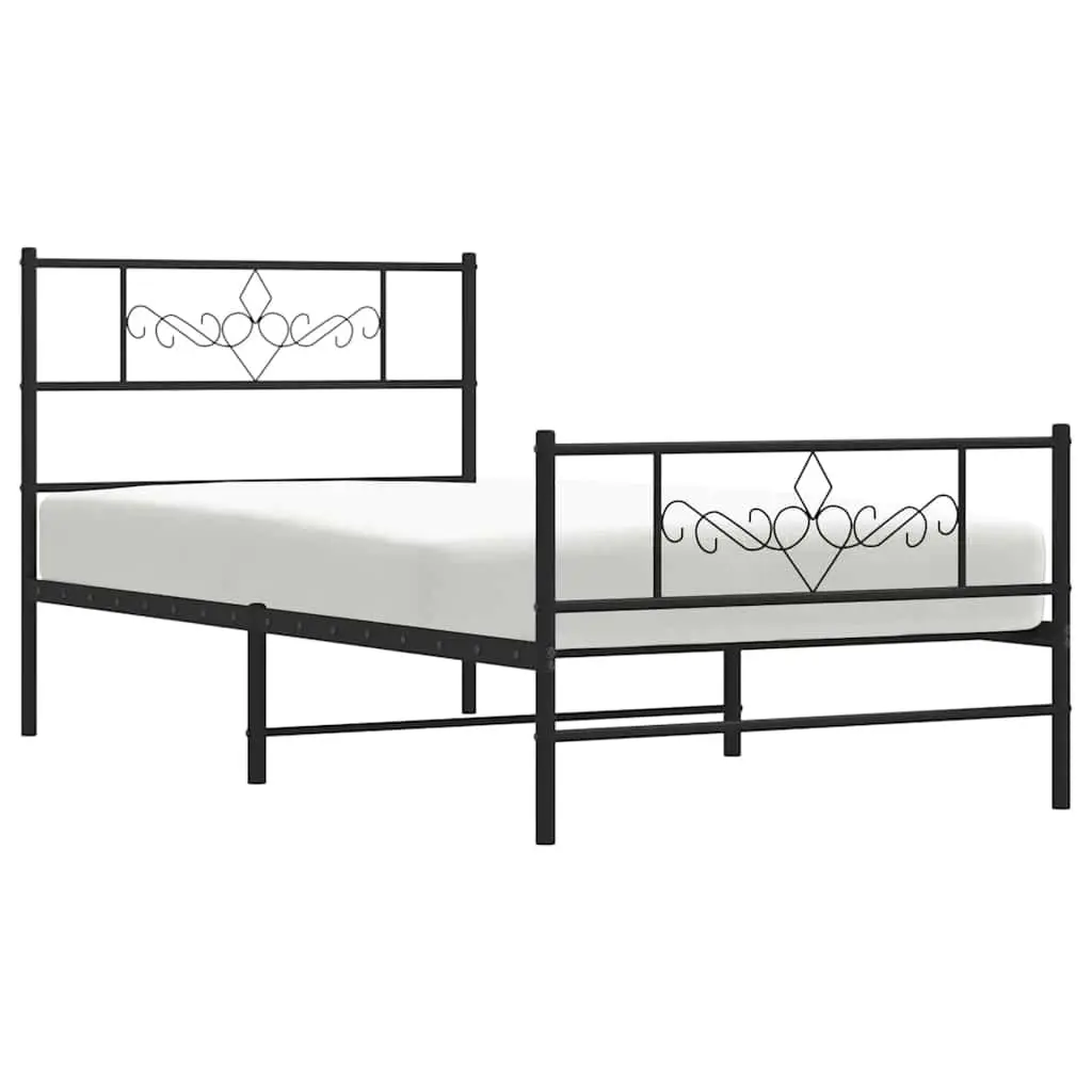Metal Bed Frame Powder-coated Steel King Single 107x203 cm Black