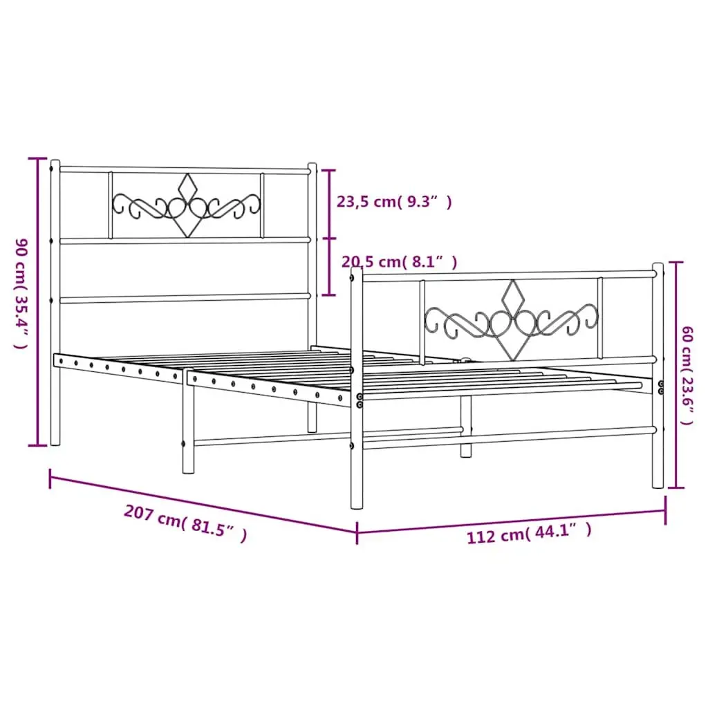 Metal Bed Frame Powder-coated Steel King Single 107x203 cm Black