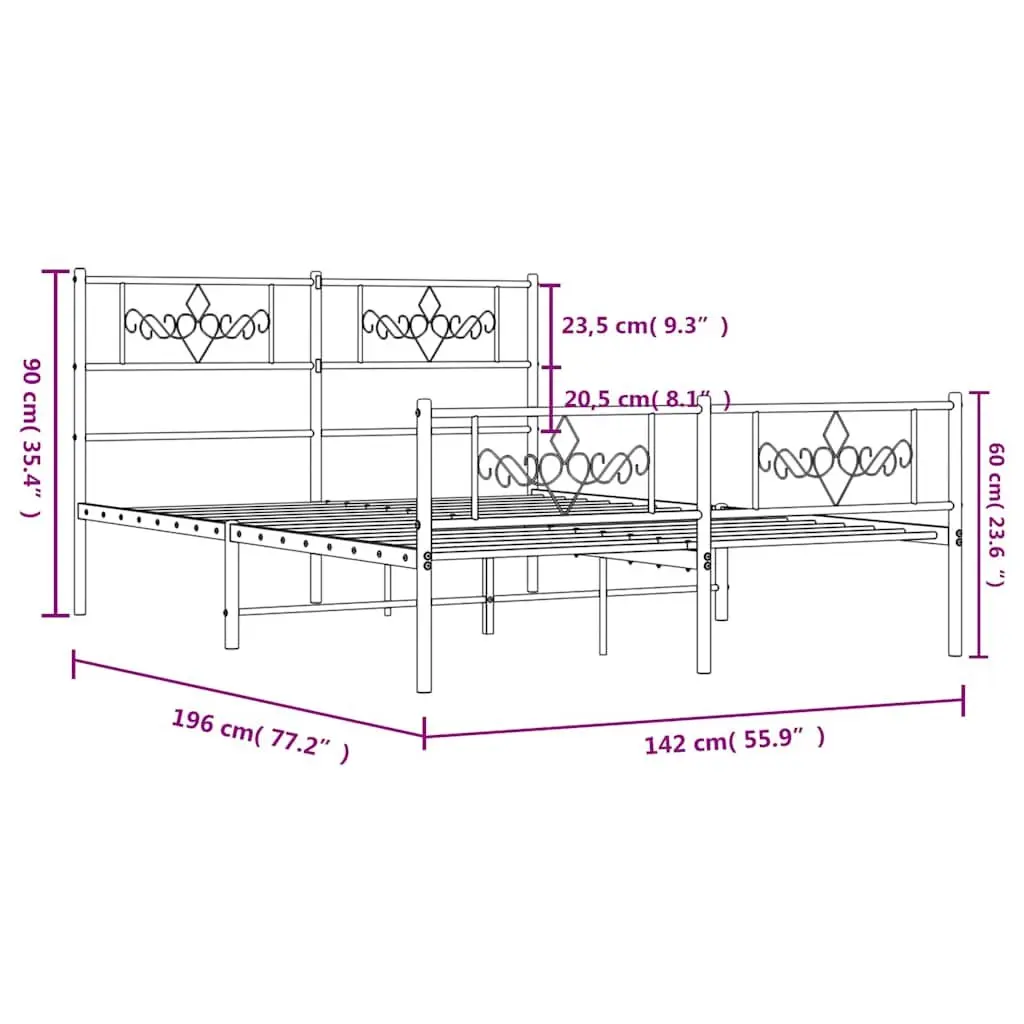 Metal Bed Frame 135x190 cm Suits Any Bedroom