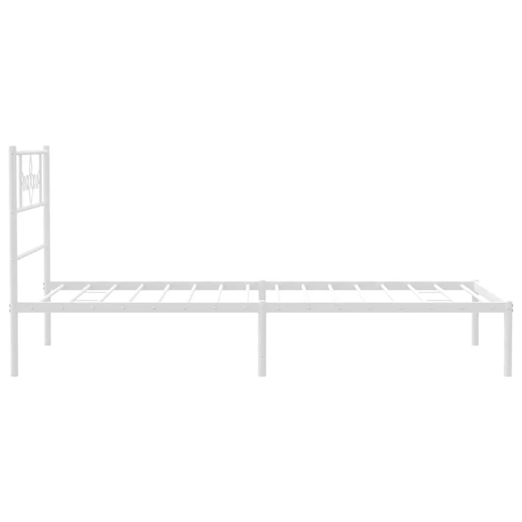 Metal Bed Frame King Single 107x203cm Headboard Slatted Base White Bedroom