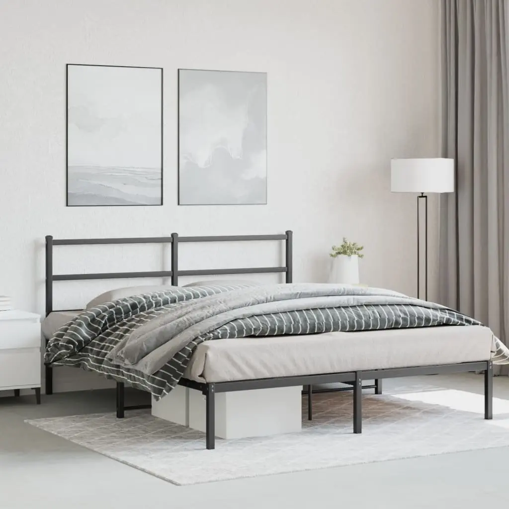 Metal Bed Frame 150x200 cm with Headboard