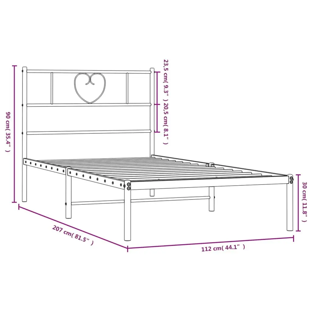 Metal Bed Frame Powder-coated Steel King Single 107x203 cm Black