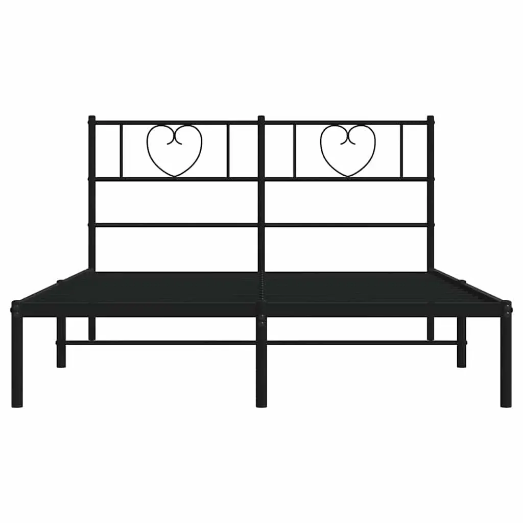 Metal Bed Frame with Headboard Black 150x200 cm Platform Bedroom Furniture