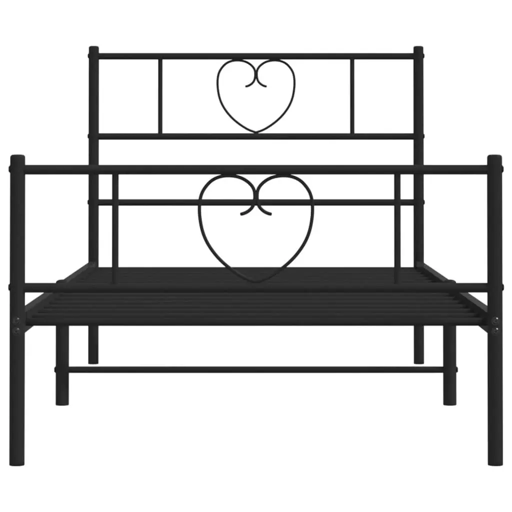 Metal Bed Frame King Single 107x203 cm Black Bedroom Furniture Footboard Slats