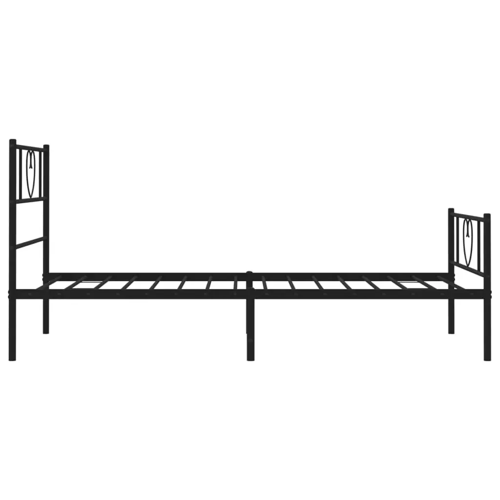 Metal Bed Frame King Single 107x203 cm Black Bedroom Furniture Footboard Slats