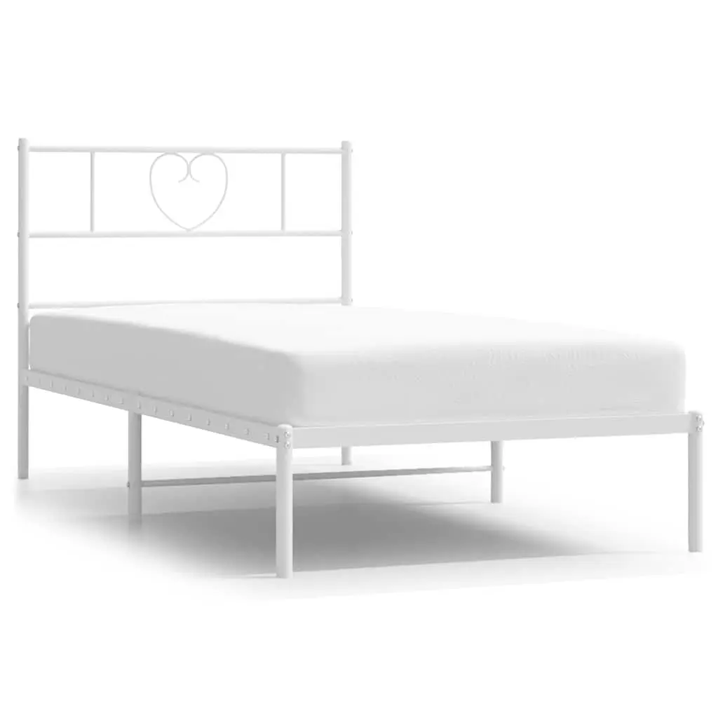 White Metal Bed Frame King Single with Storage