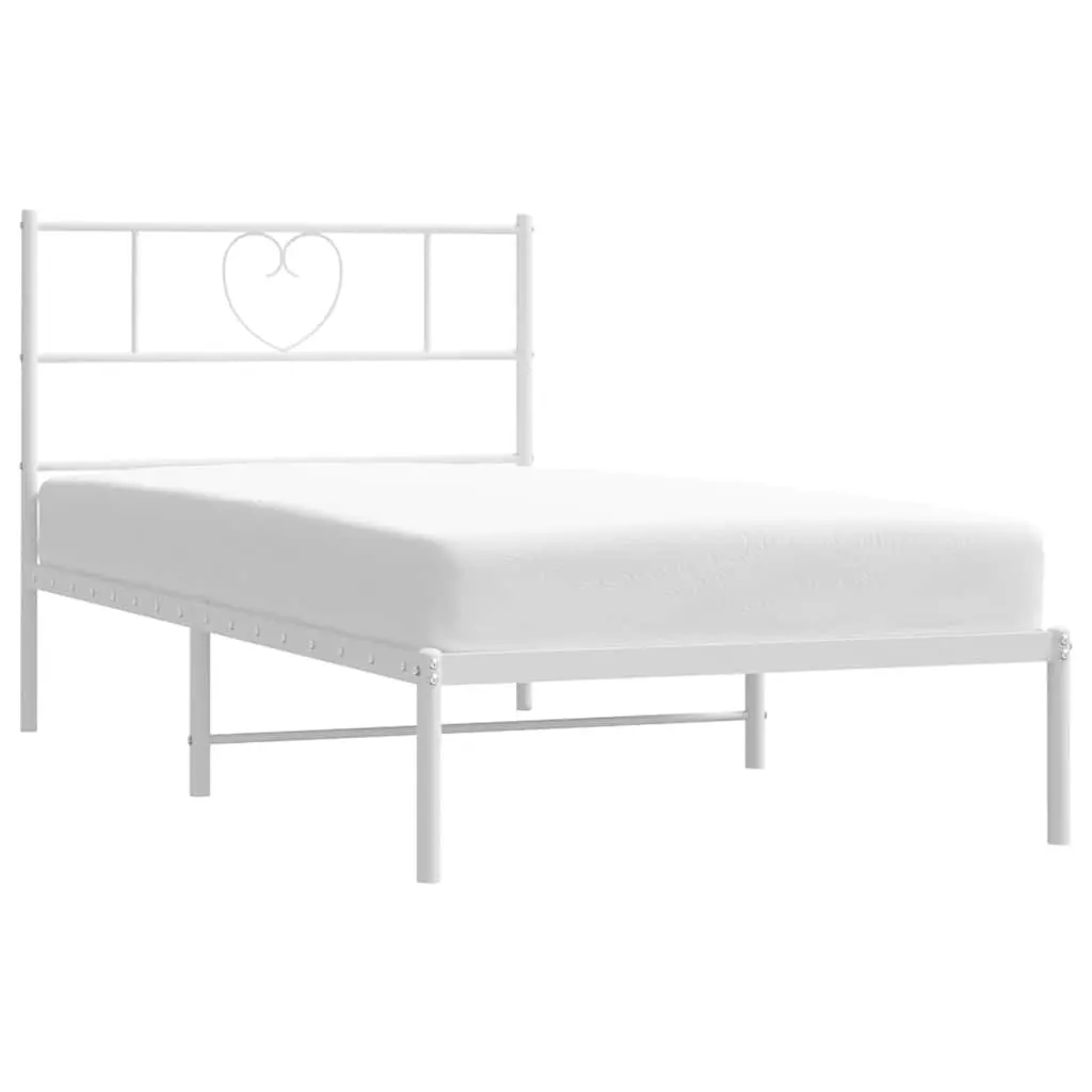 White Metal Bed Frame King Single with Storage