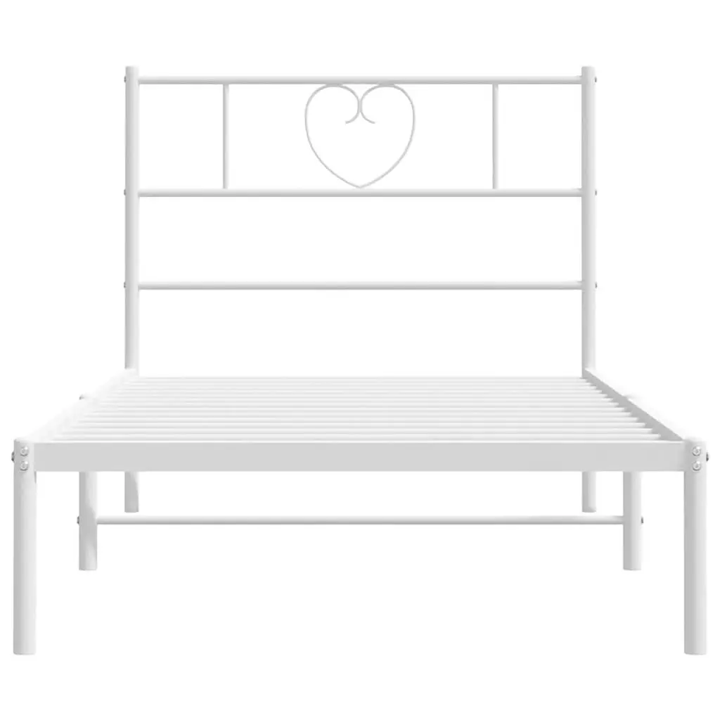 White Metal Bed Frame King Single with Storage