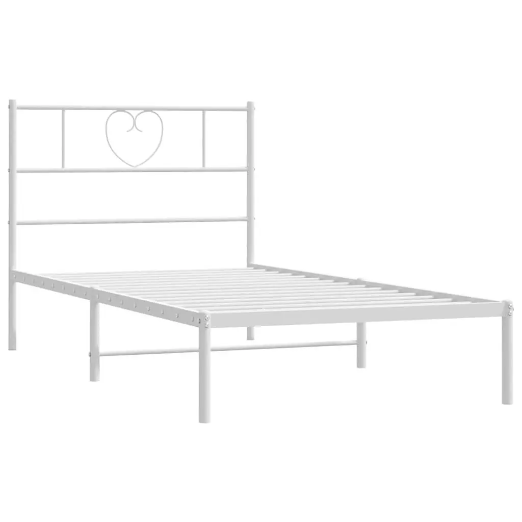 White Metal Bed Frame King Single with Storage