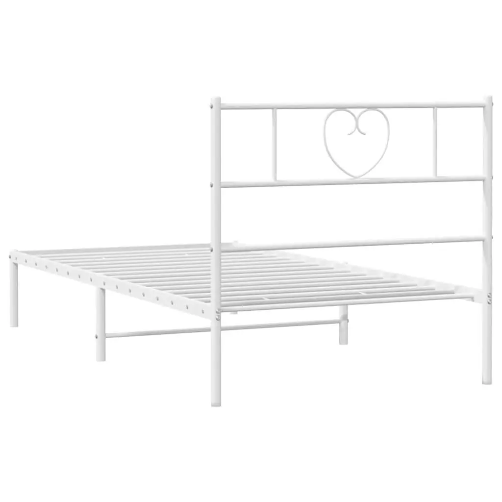 White Metal Bed Frame King Single with Storage
