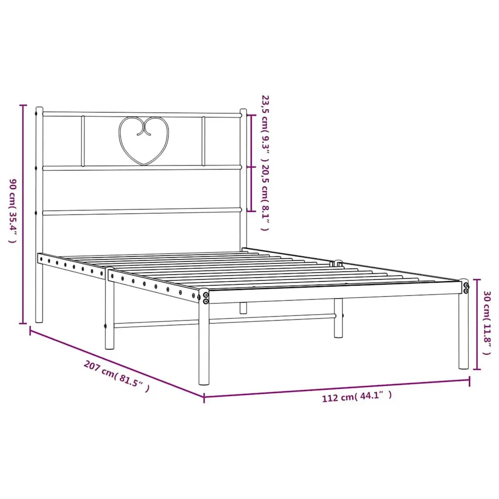 White Metal Bed Frame King Single with Storage