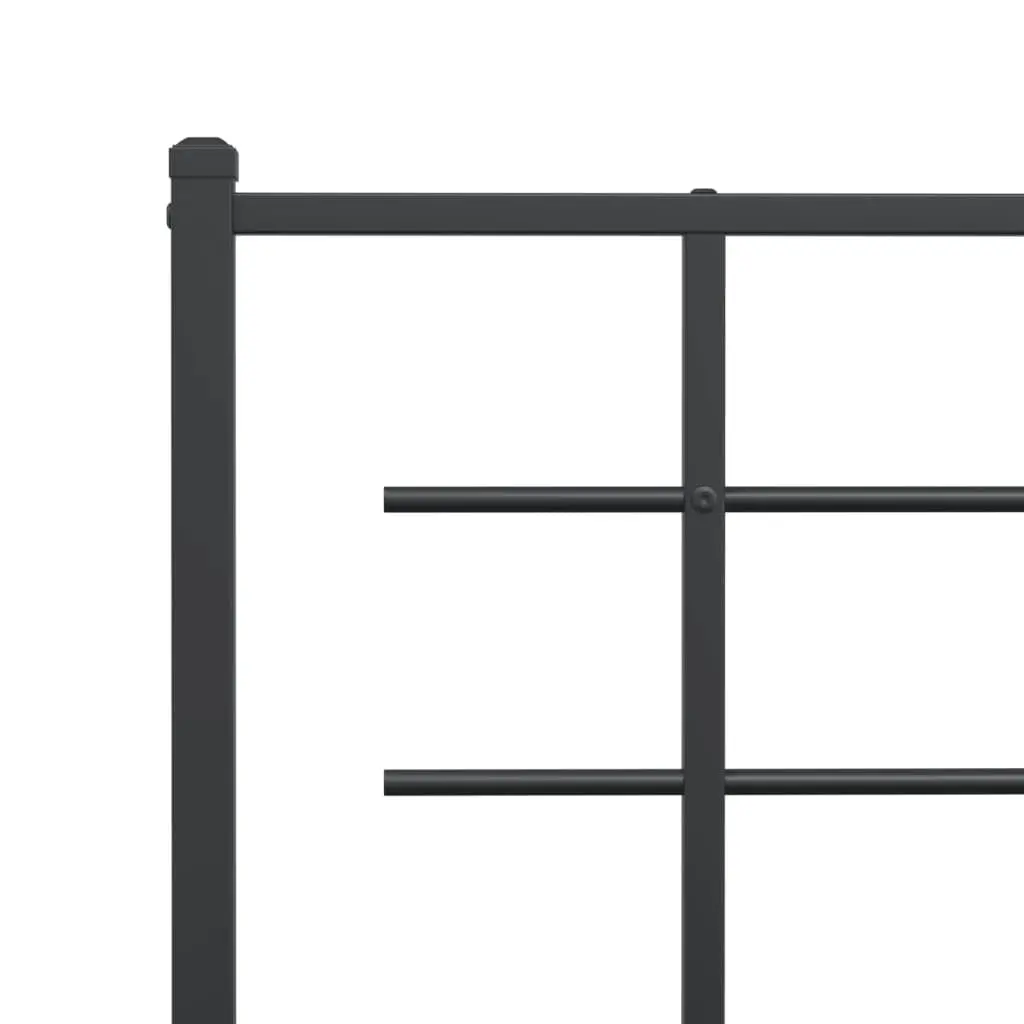 Metal Bed Frame with Headboard Black 150x200 cm
