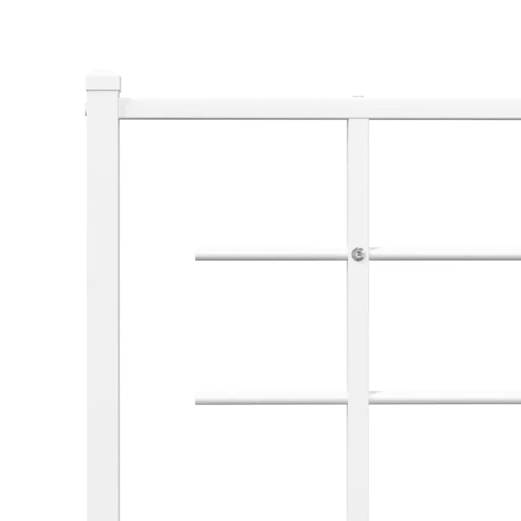 Metal Bed Frame 150x200 cm with Headboard Slatted Base White Bedroom Furniture