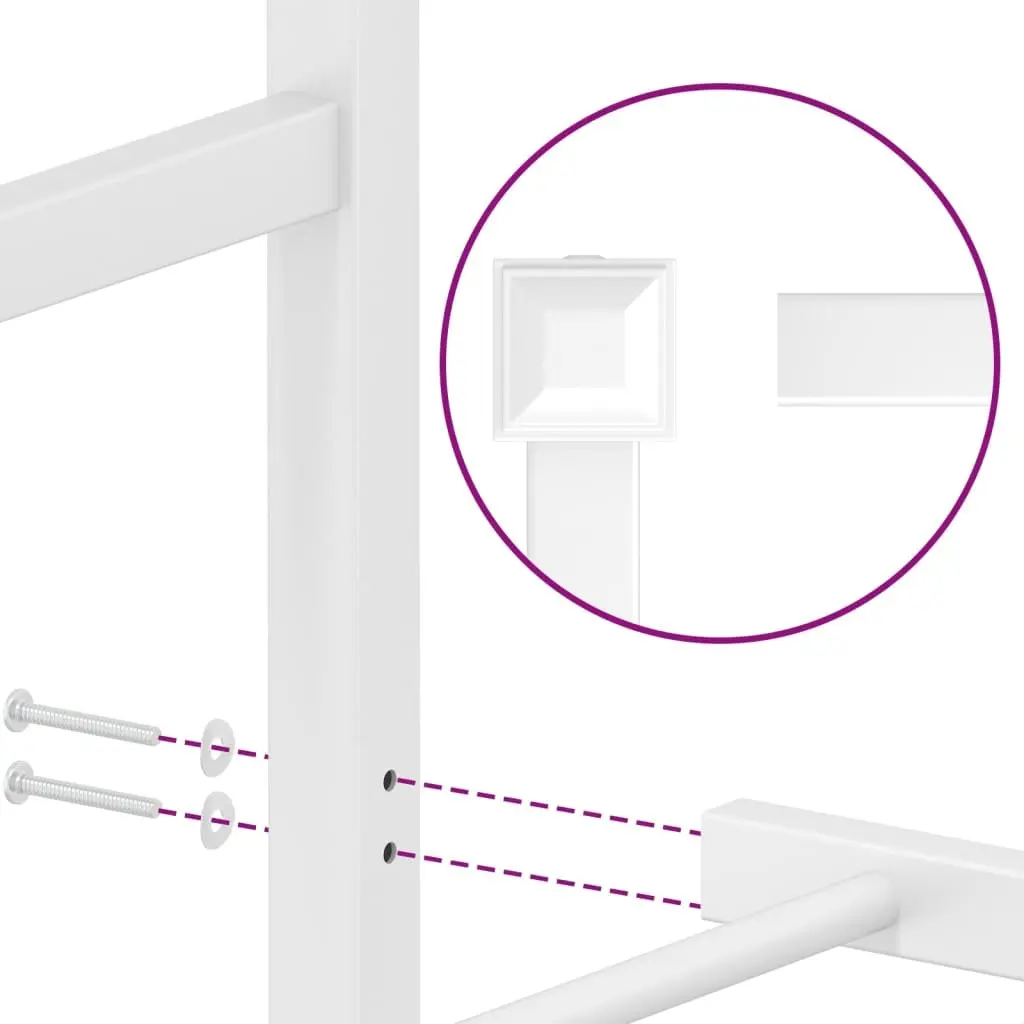 Metal Bed Frame 150x200 cm with Headboard Slatted Base White Bedroom Furniture