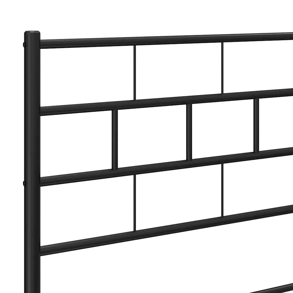 Metal Bed Frame 135x190 cm Footboard Black Bedroom Furniture Robust Steel