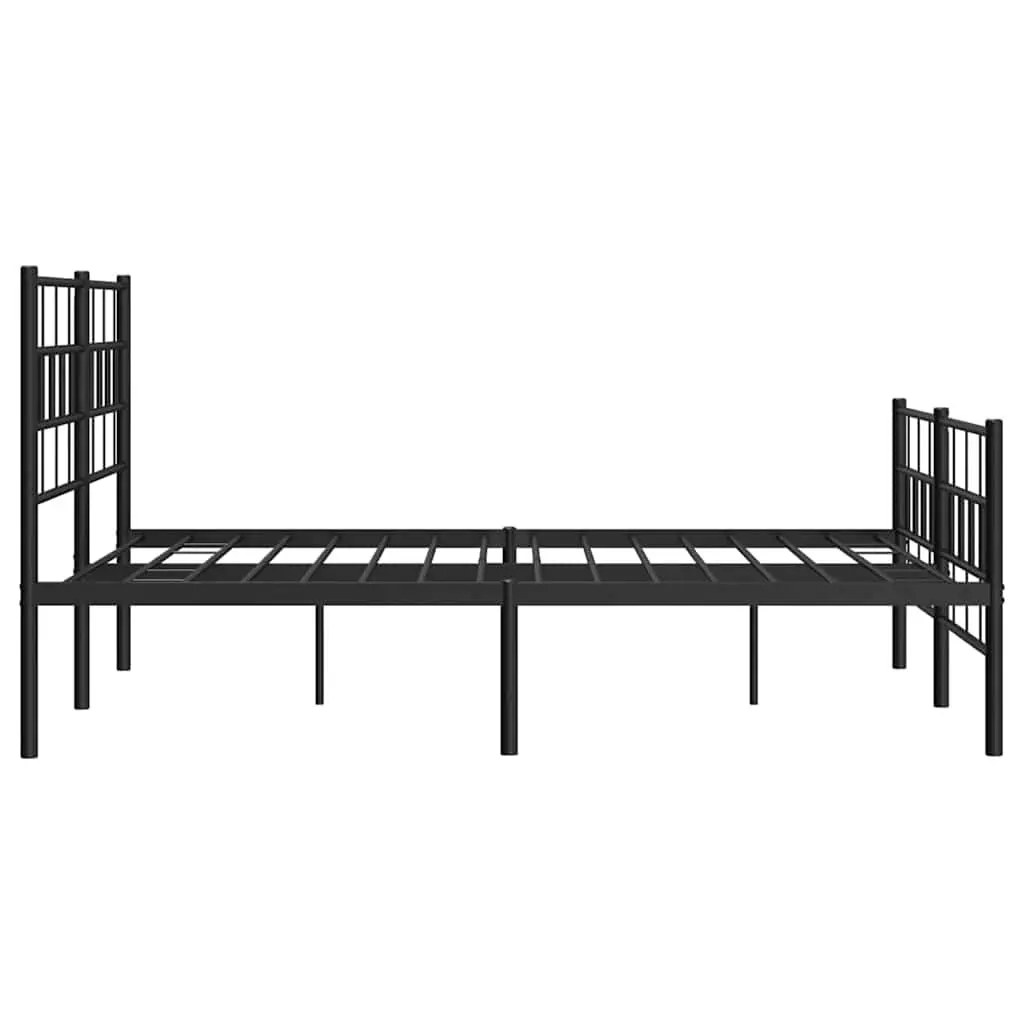 Metal Bed Frame 150x200 cm with Footboard Headboard Slatted Base Black