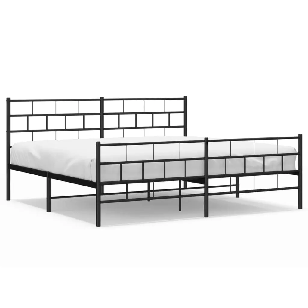 Metal Bed Frame King Size 183x203cm Black Bedroom Furniture with Footboard