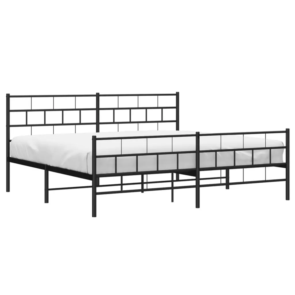 Metal Bed Frame King Size 183x203cm Black Bedroom Furniture with Footboard