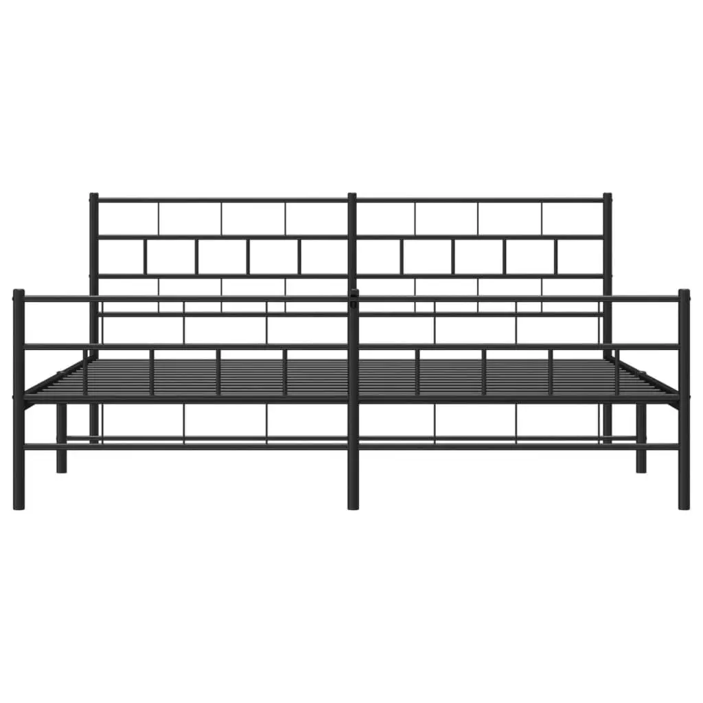 Metal Bed Frame King Size 183x203cm Black Bedroom Furniture with Footboard