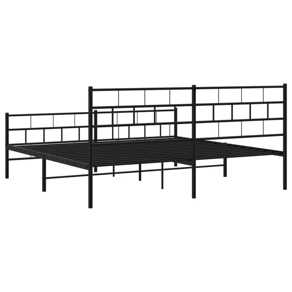 Metal Bed Frame King Size 183x203cm Black Bedroom Furniture with Footboard