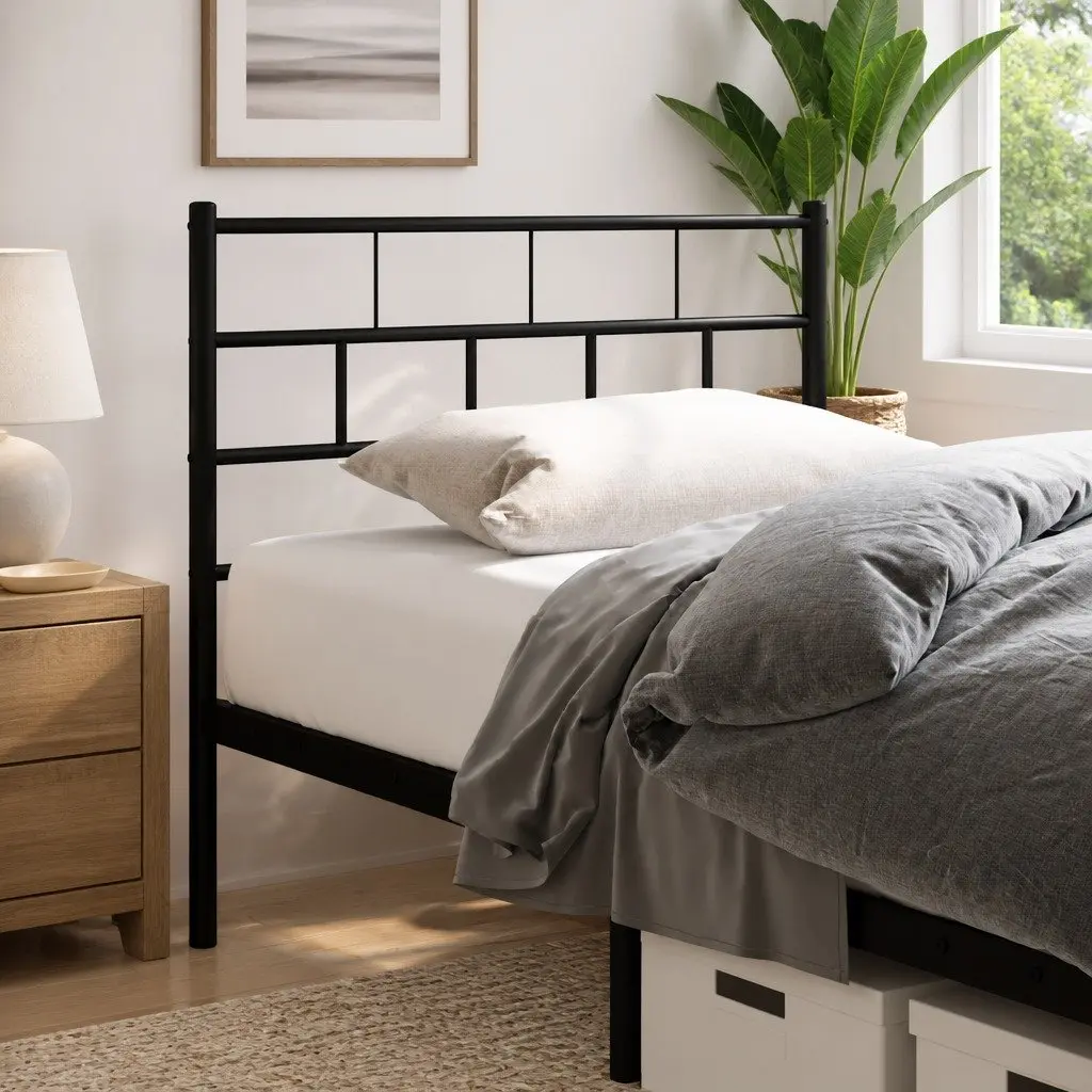 Metal Headboard Black 107cm Bedroom Bed Frame Header Support