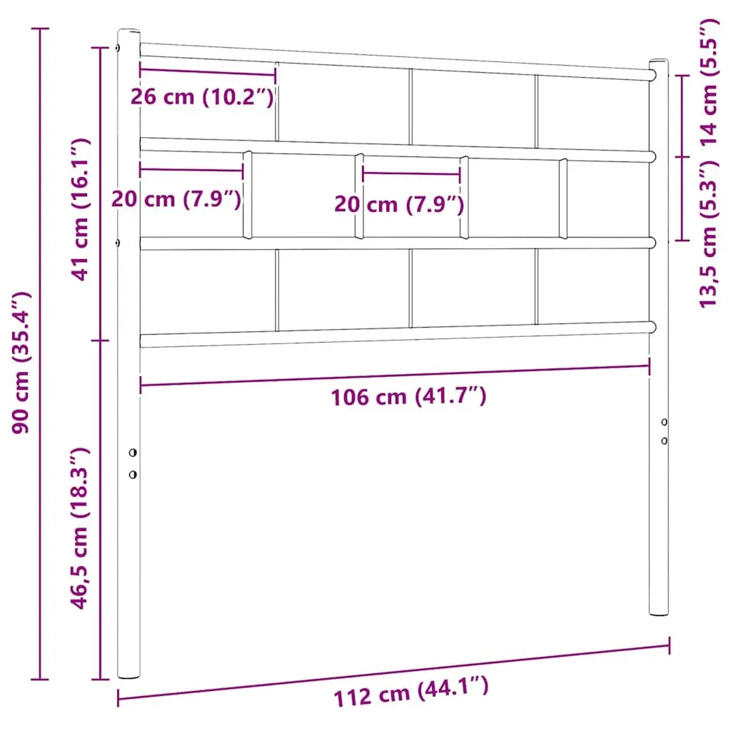 Metal Headboard Black 107cm Bedroom Bed Frame Header Support