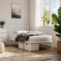 Versatile Metal Bed Frame with Headboard for Any Bedroom