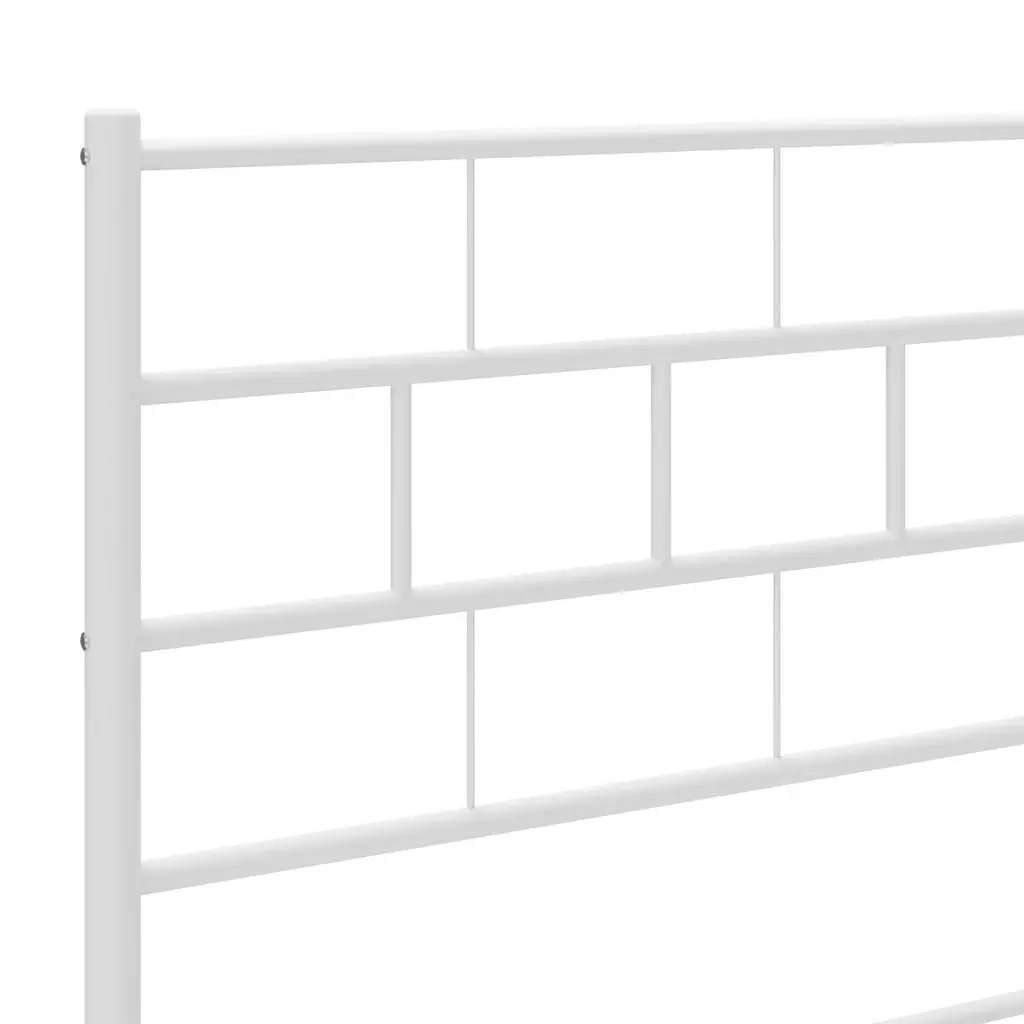 Metal Bed Frame King Single White Footboard Powder Coated Steel Slatted