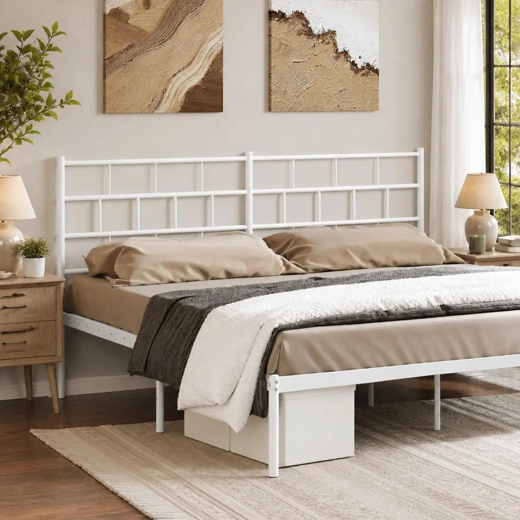 Metal Headboard White 180cm Bed Frame Header Bedroom Furniture Sturdy Design