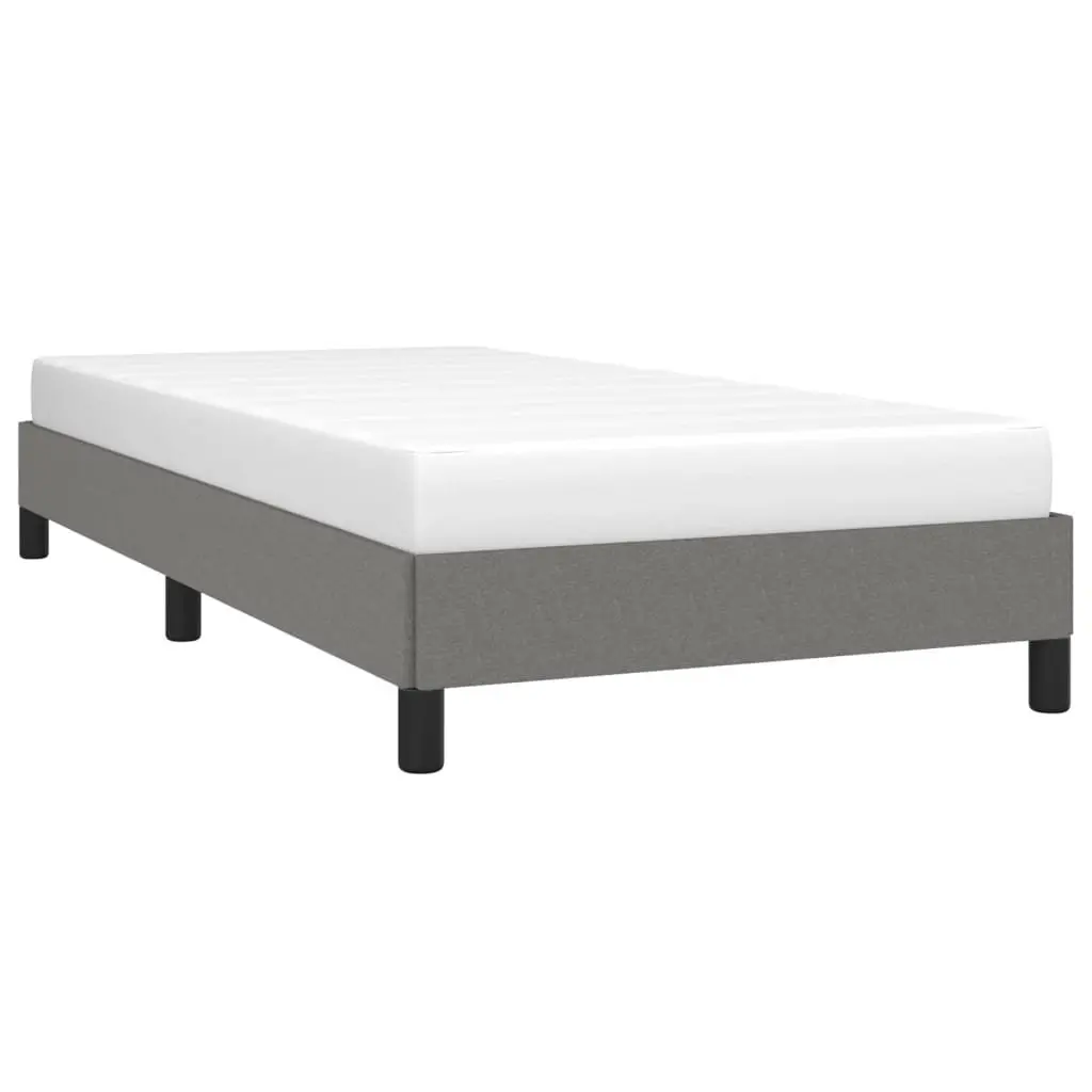 Single Bed Frame Grey Fabric Upholstered Sturdy Support Plywood Slats Legs