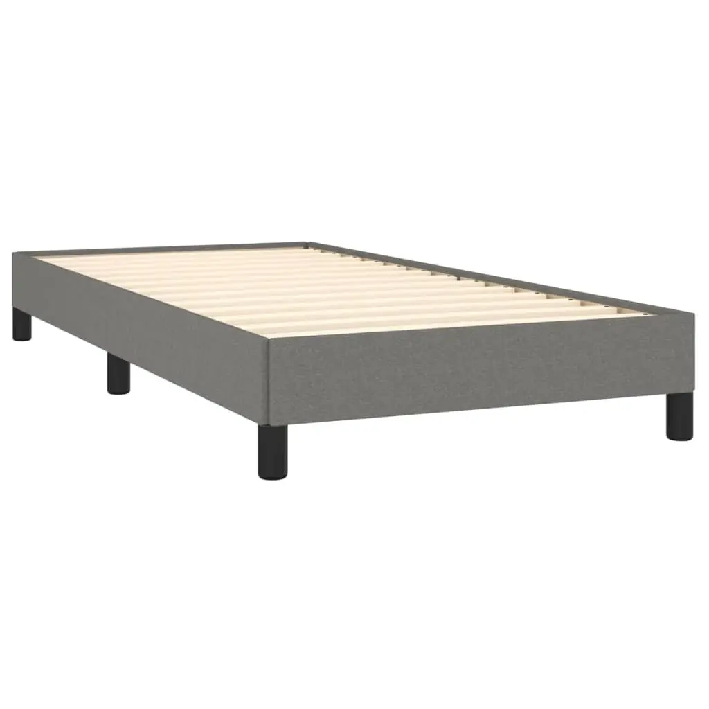 Single Bed Frame Grey Fabric Upholstered Sturdy Support Plywood Slats Legs