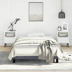 King Single Bed Frame Grey Velvet Upholstered Plywood Slats Sturdy Legs