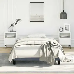 King Single Bed Frame Grey Velvet Upholstered Plywood Slats Sturdy Legs