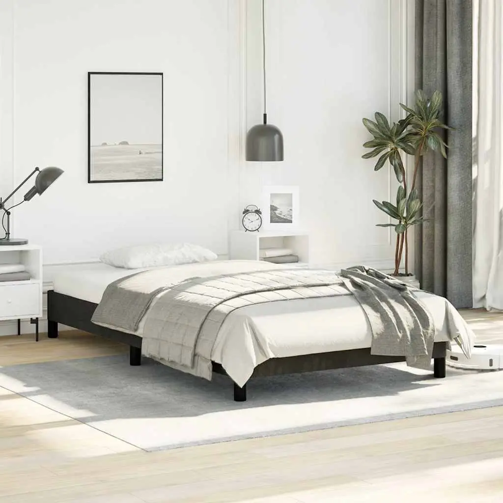 King Single Bed Frame Velvet Upholstered Black Supportive Legs Plywood Slats