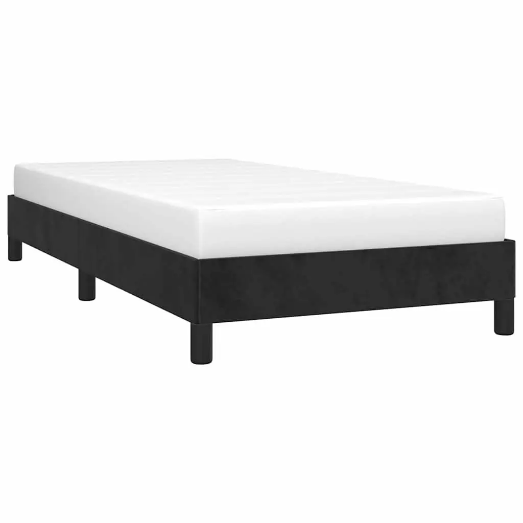 King Single Bed Frame Velvet Upholstered Black Supportive Legs Plywood Slats