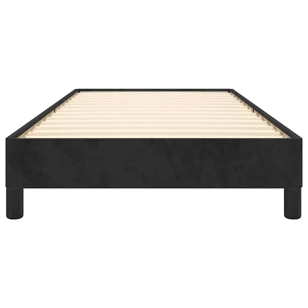 King Single Bed Frame Velvet Upholstered Black Supportive Legs Plywood Slats