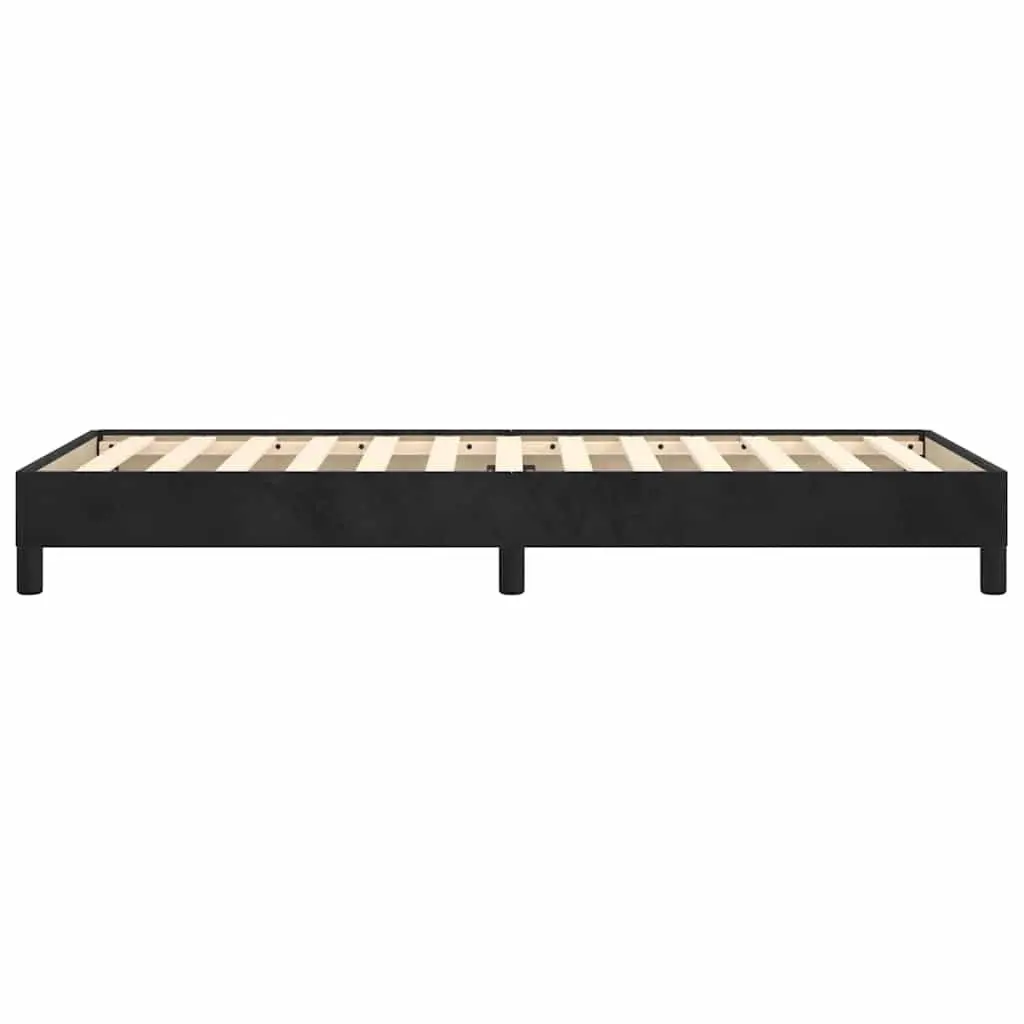 King Single Bed Frame Velvet Upholstered Black Supportive Legs Plywood Slats