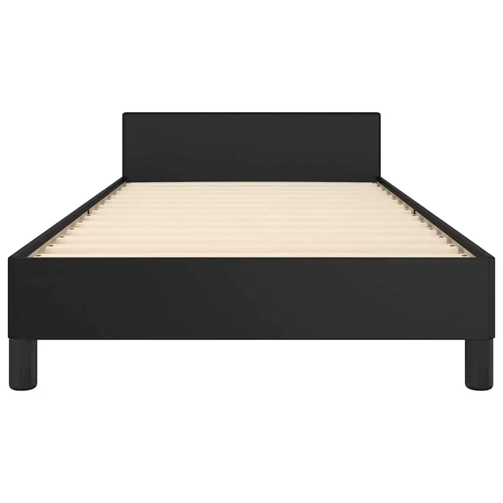 King Single Bed Frame Upholstered Faux Leather Black Platform Base with Headboard