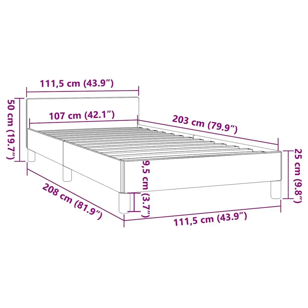 King Single Bed Frame Upholstered Faux Leather Black Platform Base with Headboard