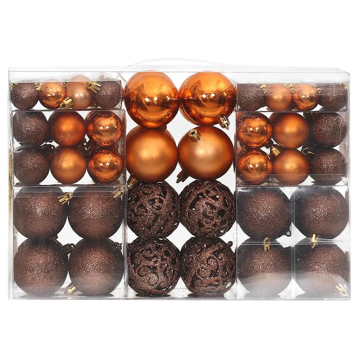 Christmas Baubles 100 pcs Brown Shatterproof Ornament Set 3cm 4cm 6cm Tree Decor