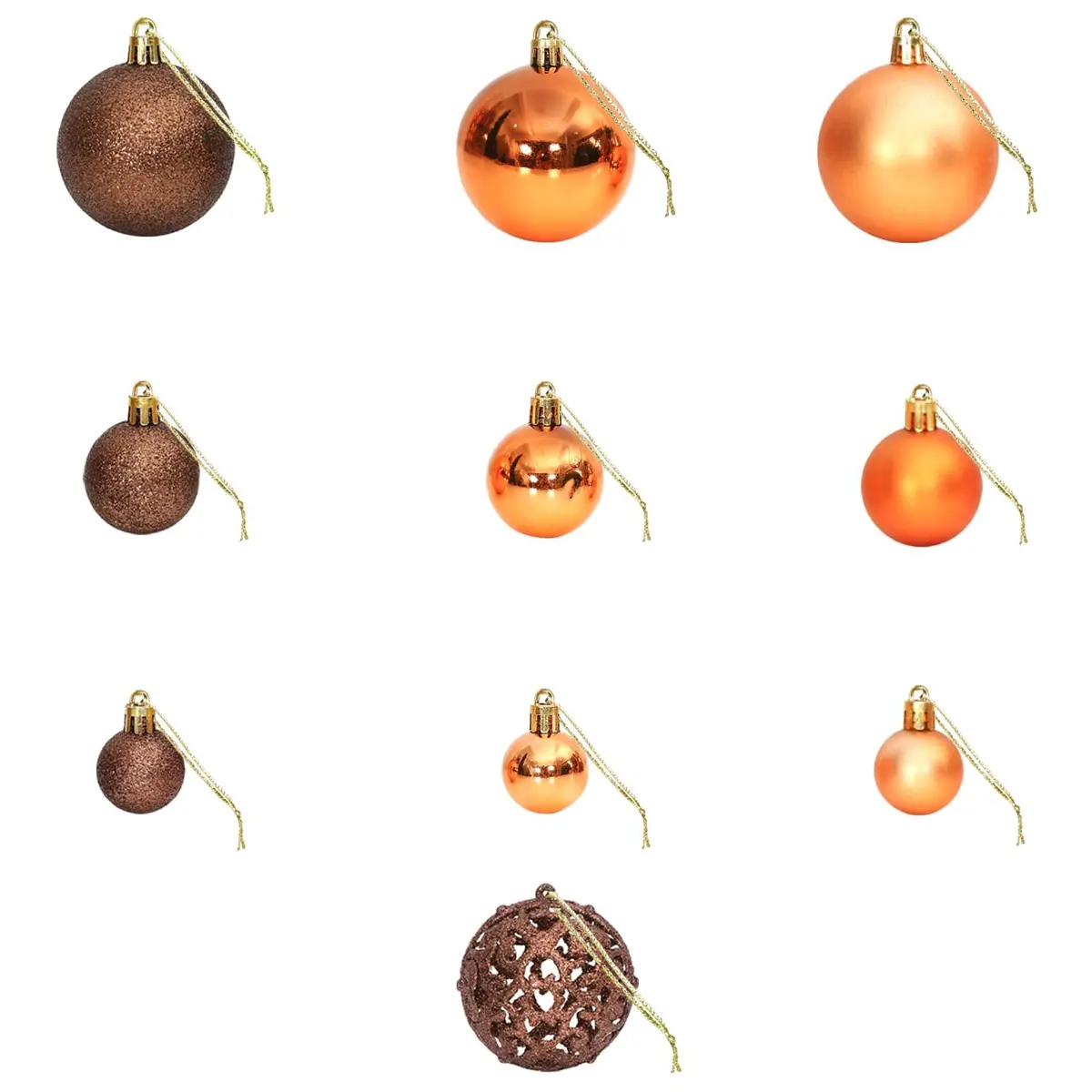 Christmas Baubles 100 pcs Brown Shatterproof Ornament Set 3cm 4cm 6cm Tree Decor