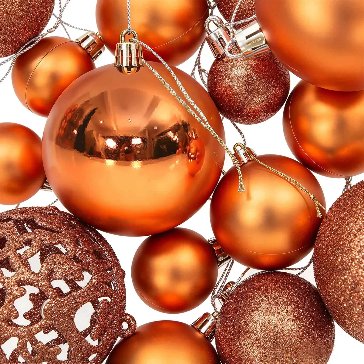 Christmas Baubles 100 pcs Brown Shatterproof Ornament Set 3cm 4cm 6cm Tree Decor
