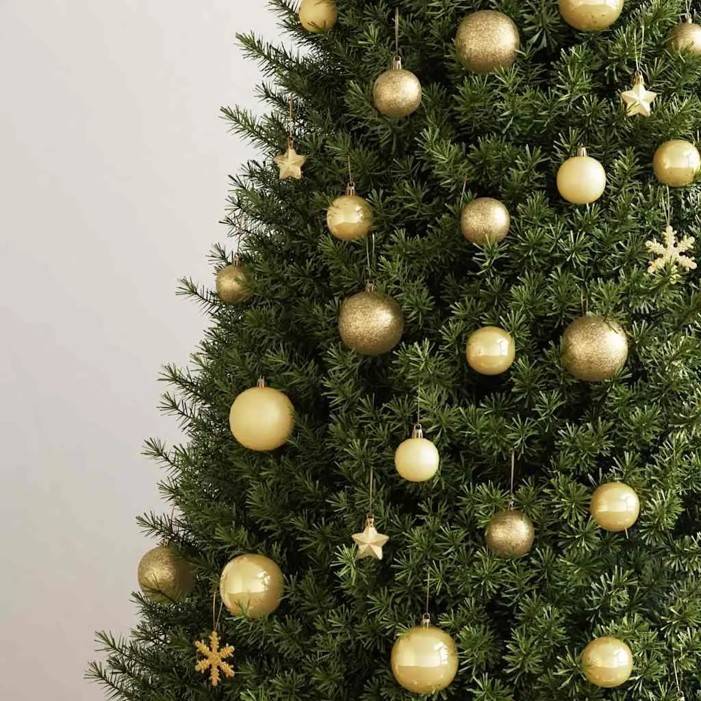 111 Piece Christmas Bauble Set Shatterproof Polystyrene Multiple Sizes Gold
