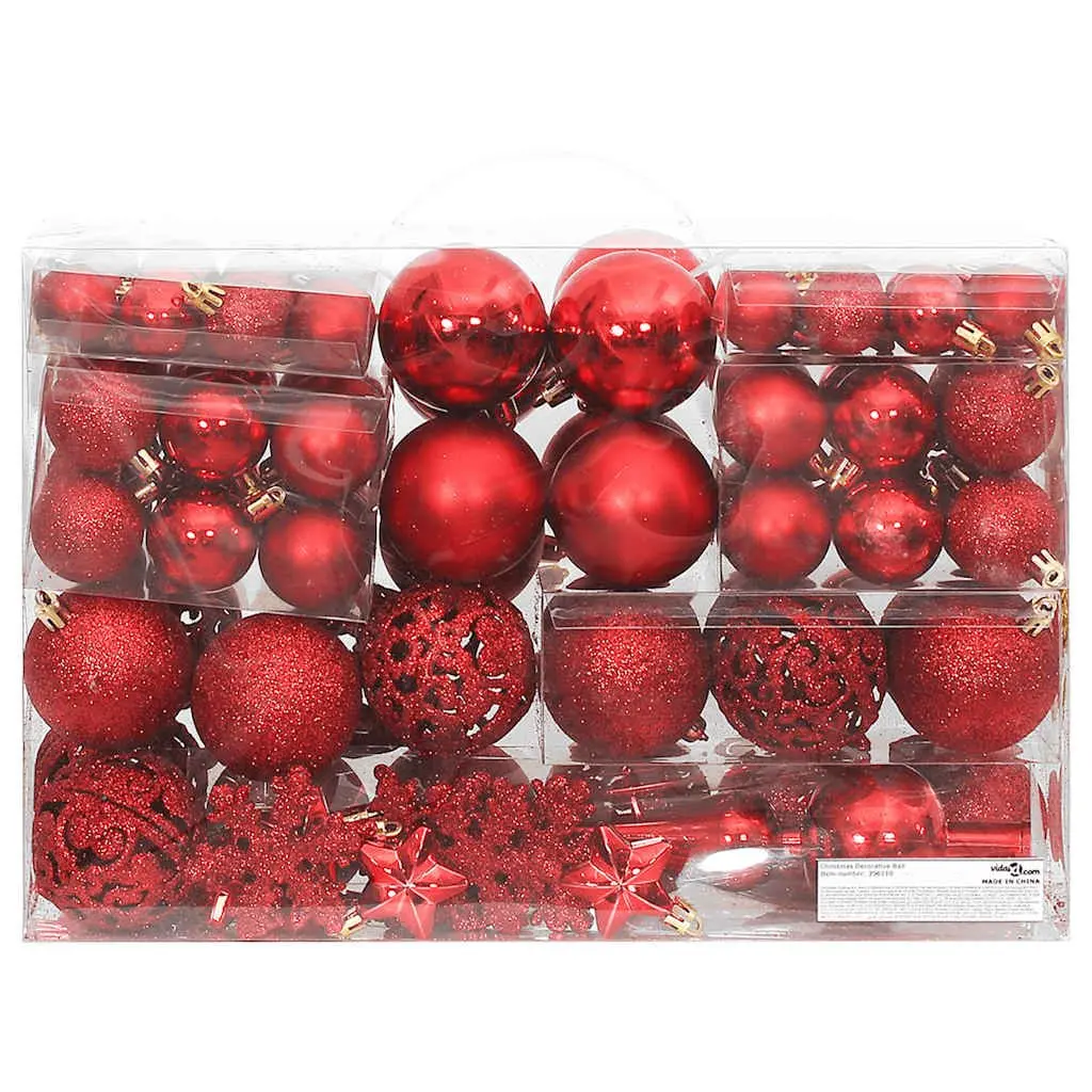 Christmas Bauble Set Polystyrene 111 Piece Red Ornaments